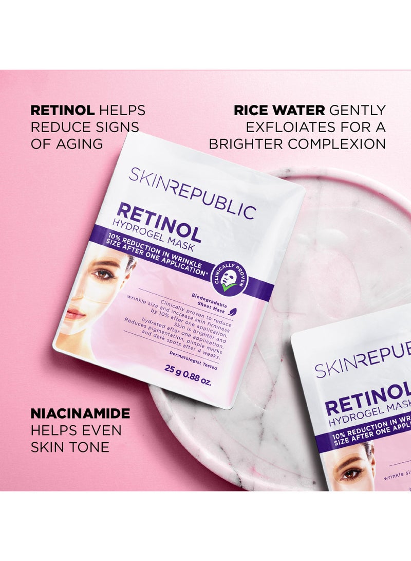 SKIN REPUBLIC Anti-Aging Retinol Face Mask Sheet (1 Mask) with Niacinamide & Rice Water – Reduces Wrinkles, Pigmentation, Dark Spots & Pimple Marks, Improves Firmness, Brightens & Hydrates Skin - Image 3